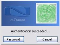 Biometric authentication (fingerprint blurred)