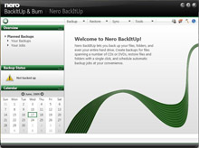 Nero BackItUp Home screen