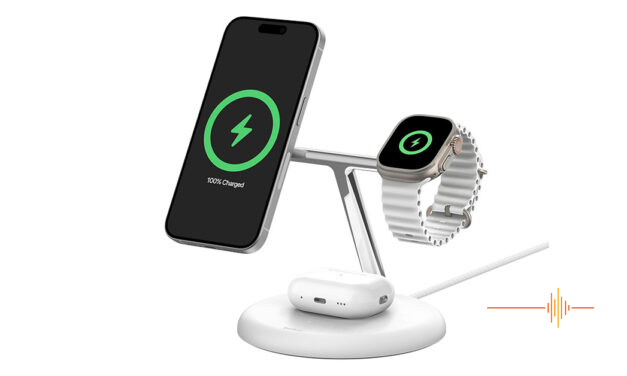 Belkin Qi2 3-in-1 Charging Stand keeps your devices juiced up in style
